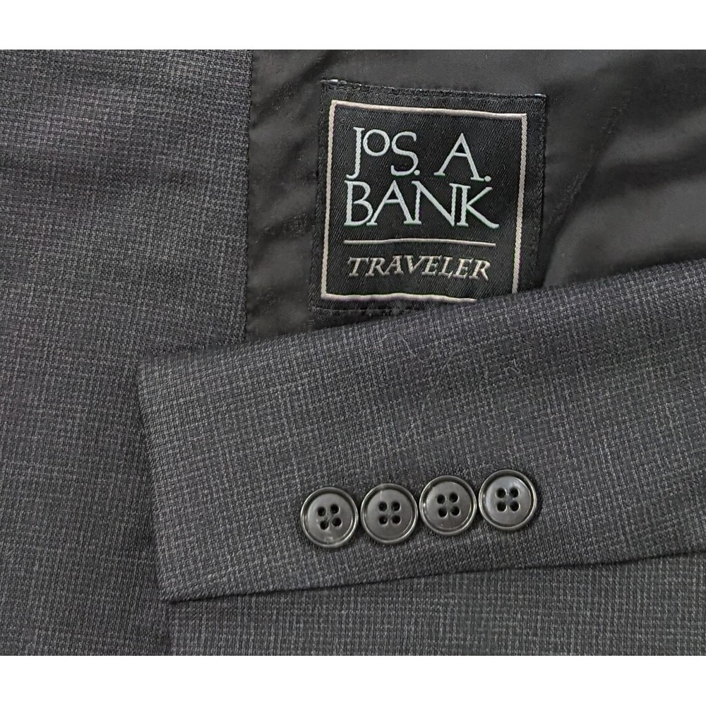 Jos. A. Bank Blazer Jacket 100% Wool Dark Charcoal Crosshatch Sport Coat 40L